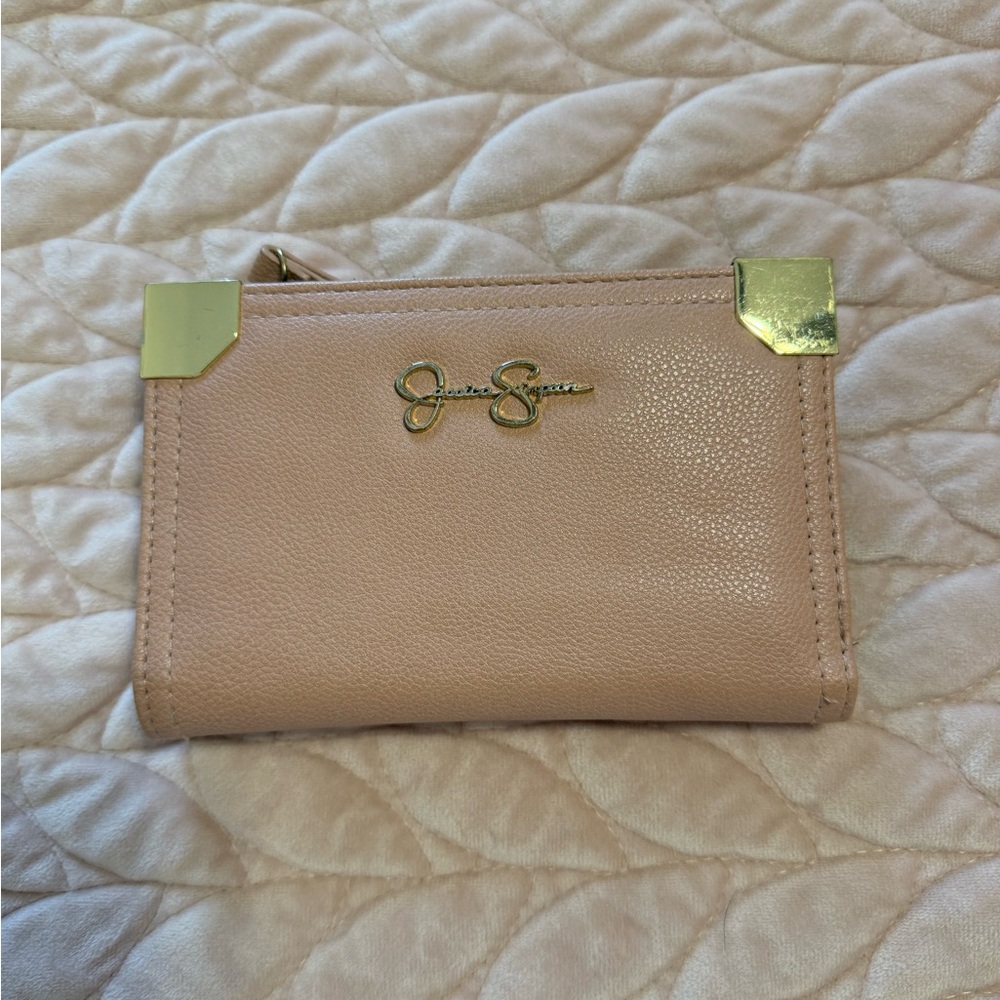 Jessica Simpson Blush Card Holder with Gold Details